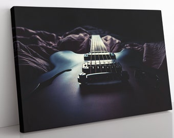 Framed Guitar Canvas Print: Modern Music Room Wall Art