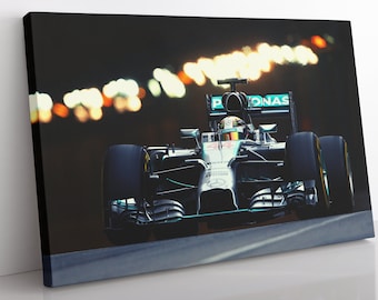 Lewis Hamilton F1 Canvas Print: Mercedes Racing Car Wall Art