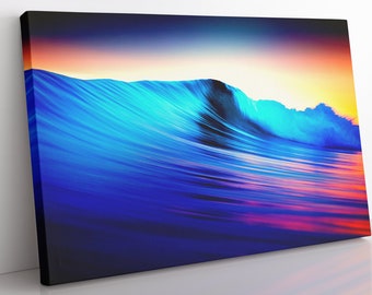 Abstract Art Ocean Sunset Canvas Wall Art, Large Framed Coastal Home Decor Wall Art, Aesthetic Room Decor Sea Beach Print For Office
