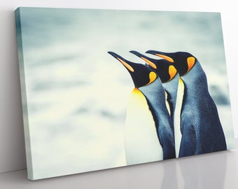 Penguin Canvas Wall Art, Large Framed Penguin Print Home Decor Wall Art, Aesthetic Room Decor Penguin Gift For Office, Living Room Art