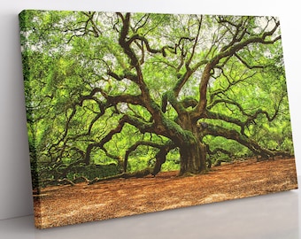 Angel Oak Canvas Wall Art, Gran paisaje enmarcado lienzo imprimir decoración del hogar Arte de la pared, Decoración estética de la habitación, Decoración de la pared del roble Impresión