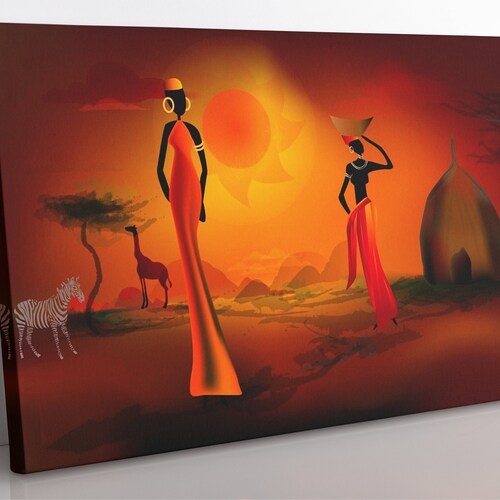 African Canvas Wall Art Large Framed African Art Canvas Print Etsy