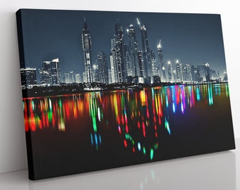 Dubai City Skyline Canvas Print: Framed Home Decor Wall Art