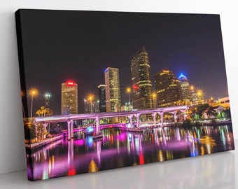 Tampa Florida Skyline Leinwand Druck: Gerahmte Stadtansicht Wandbild