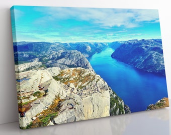 Norwegen Fjord Leinwanddruck: Gerahmte Norwegische Landschaft Wandkunst