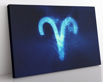 Widder Sternzeichen Leinwanddruck: Gerahmte Horoskop Wandkunst
