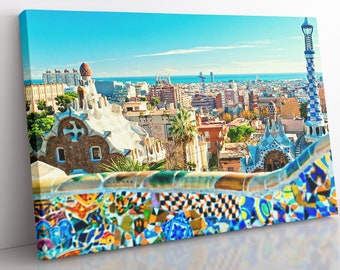 Barcelona Spain Cityscape Canvas Wall Art, Large Framed Barcelona Print Home Decor Wall Art, Aesthetic Room Decor, Wall Decor Home Gift