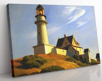 Edward Hopper - The Lighthouse At Two Lights Canvas Wall Art, Maine Landscape Print, American Art, Modern Fine Art Print Home Decor Wall Art