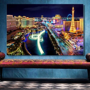 Arte mural del paisaje urbano de Las Vegas, Gran póster sin marco de Las Vegas Skyline Print Home Decor Wall Art, Las Vegas Gift Modern Art Wall Decor.