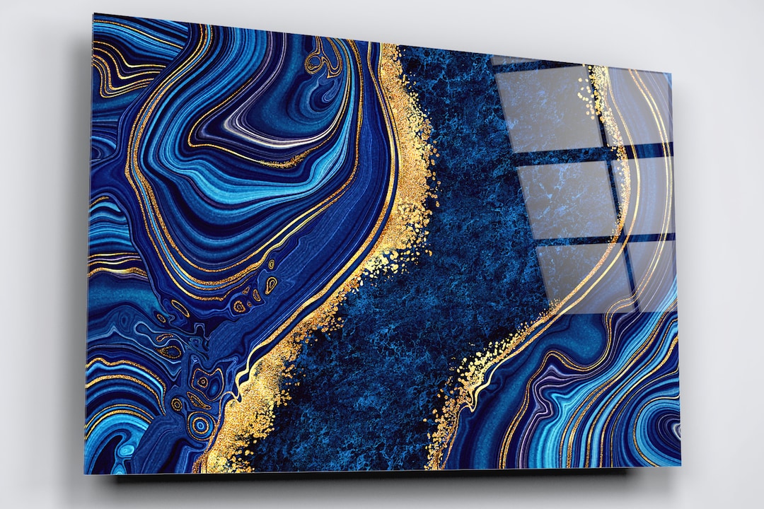 Abstract Art Marble Acrylic Glass Wall Art, Large High Gloss Boho Home Decor Geode Wall Art