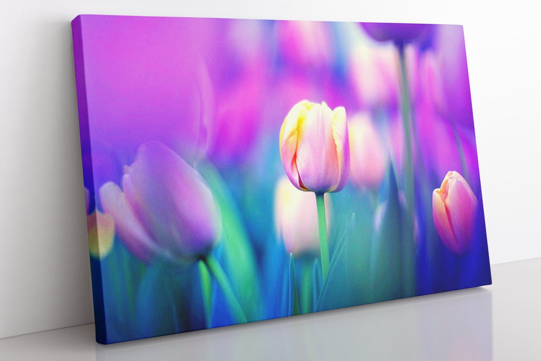 Tulip Flower Canvas Wall Art Large Framed Floral Print Home Etsy