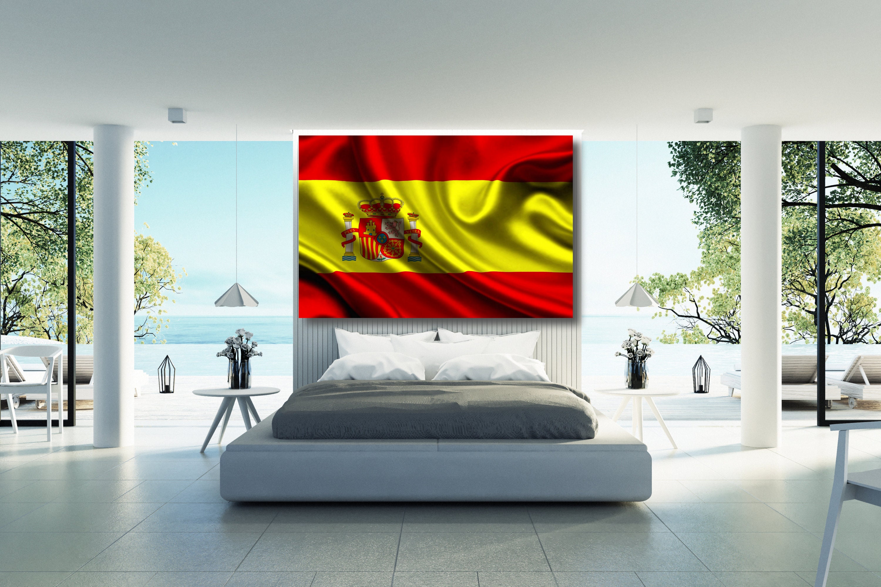 Spain Flag Canvas Wall Art Spanish Flag Print Home Decor Wall Etsy