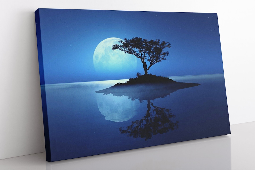 Full Moon Tree of Life Canvas Print: Framed Landscape Wall