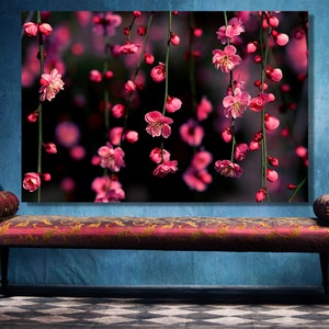 Cherry Blossom Flower Wall Art, Large Unframed Floral Poster Print Home Decor Wall Art, Aesthetic Room Decor Nature Wall Art.