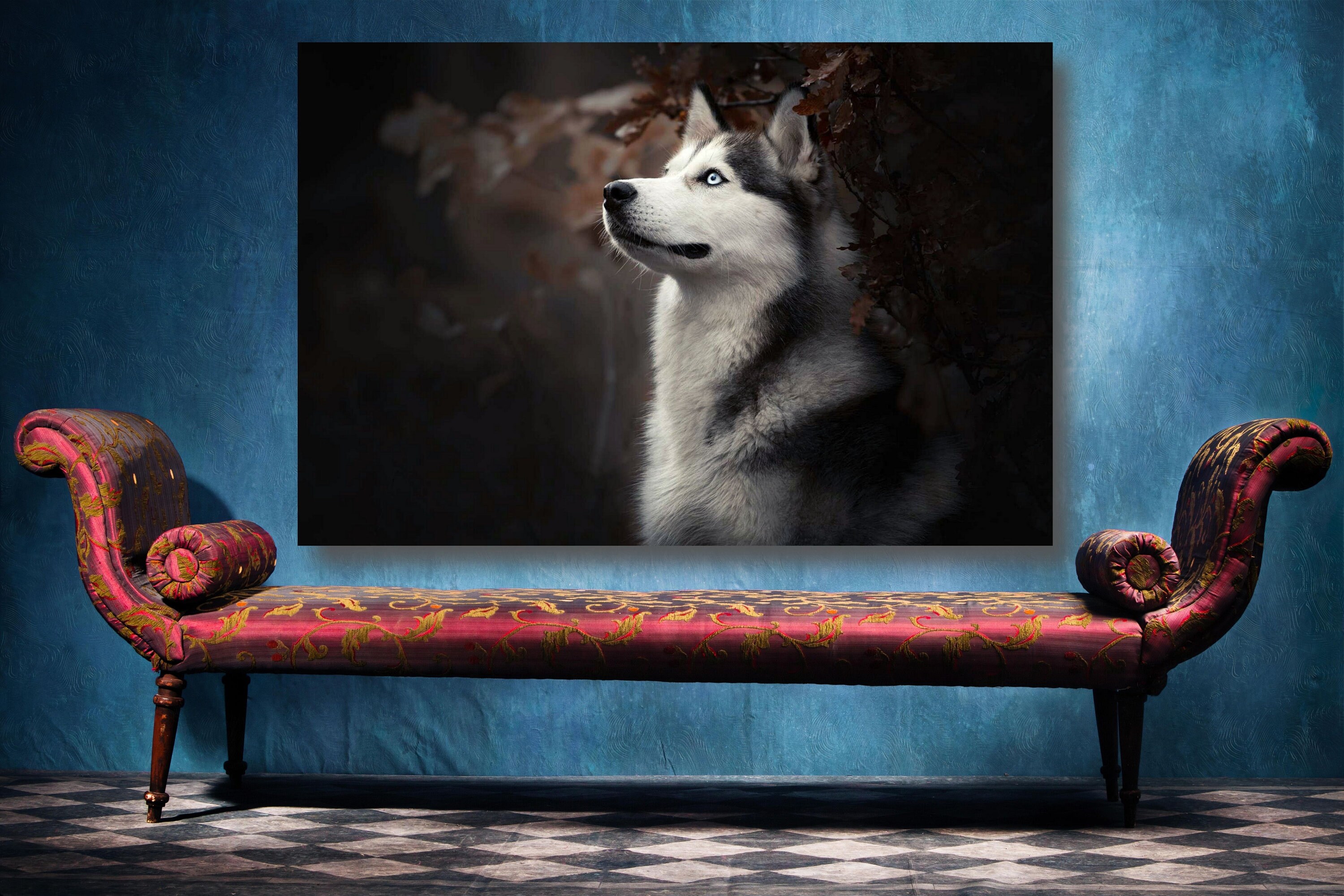 Siberian Husky Canvas Wall Art Large Framed Husky Canvas Etsy UK