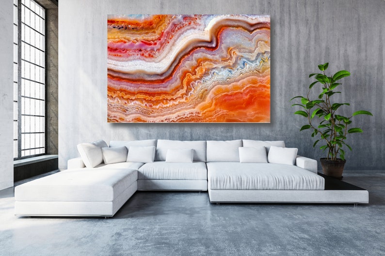 Abstract Art Marble Acrylic Glass Wall Art, Large High Gloss Boho Home Decor Geode Wall Art, Ready To Hang Modern Art Print On Glass. image 3