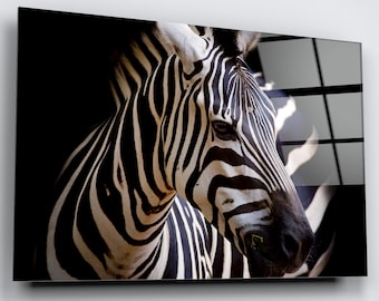 Zebra Acrylic Glass Wall Art: High Gloss Animal Print, Ready to Hang