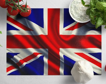 Planche à découper Union Jack en verre trempé : décoration de cuisine drapeau de l'Angleterre