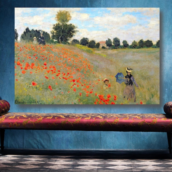 Claude Monet - Poppy Field Wall Art, Grande Affiche d’Art Non Encadrée Impression Home Decor Wall Art, Art Classique Wall Decor, Impression d’Art Moderne.