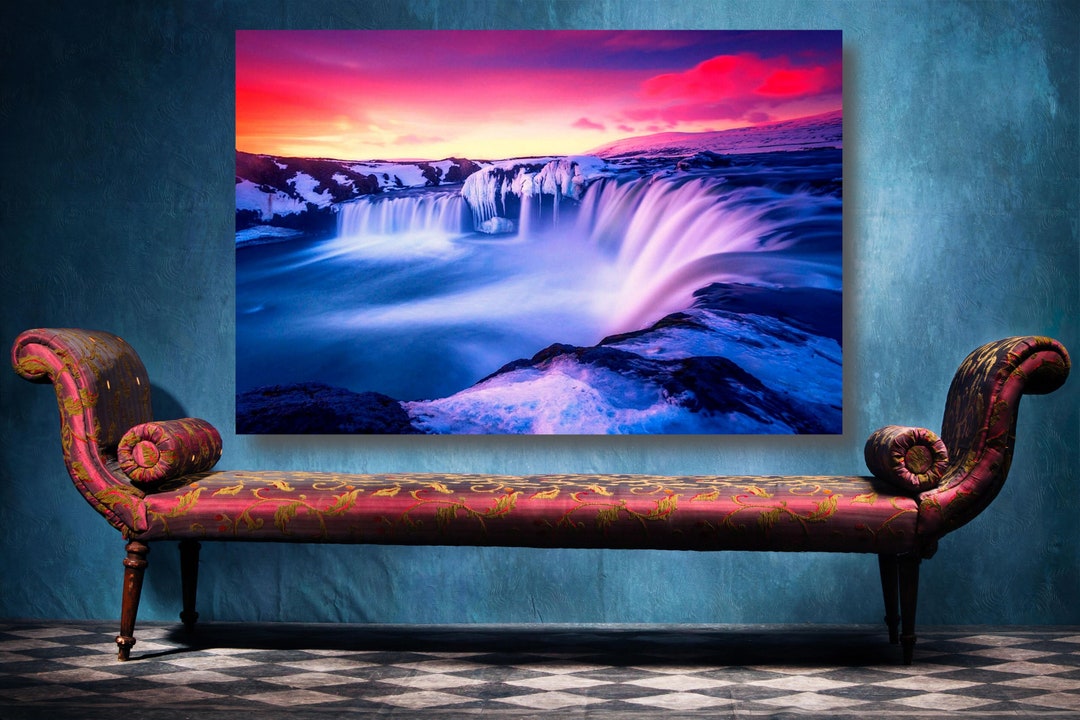 Godafoss Waterfall Print: Large Landscape Poster, Nature Wall Art - Etsy