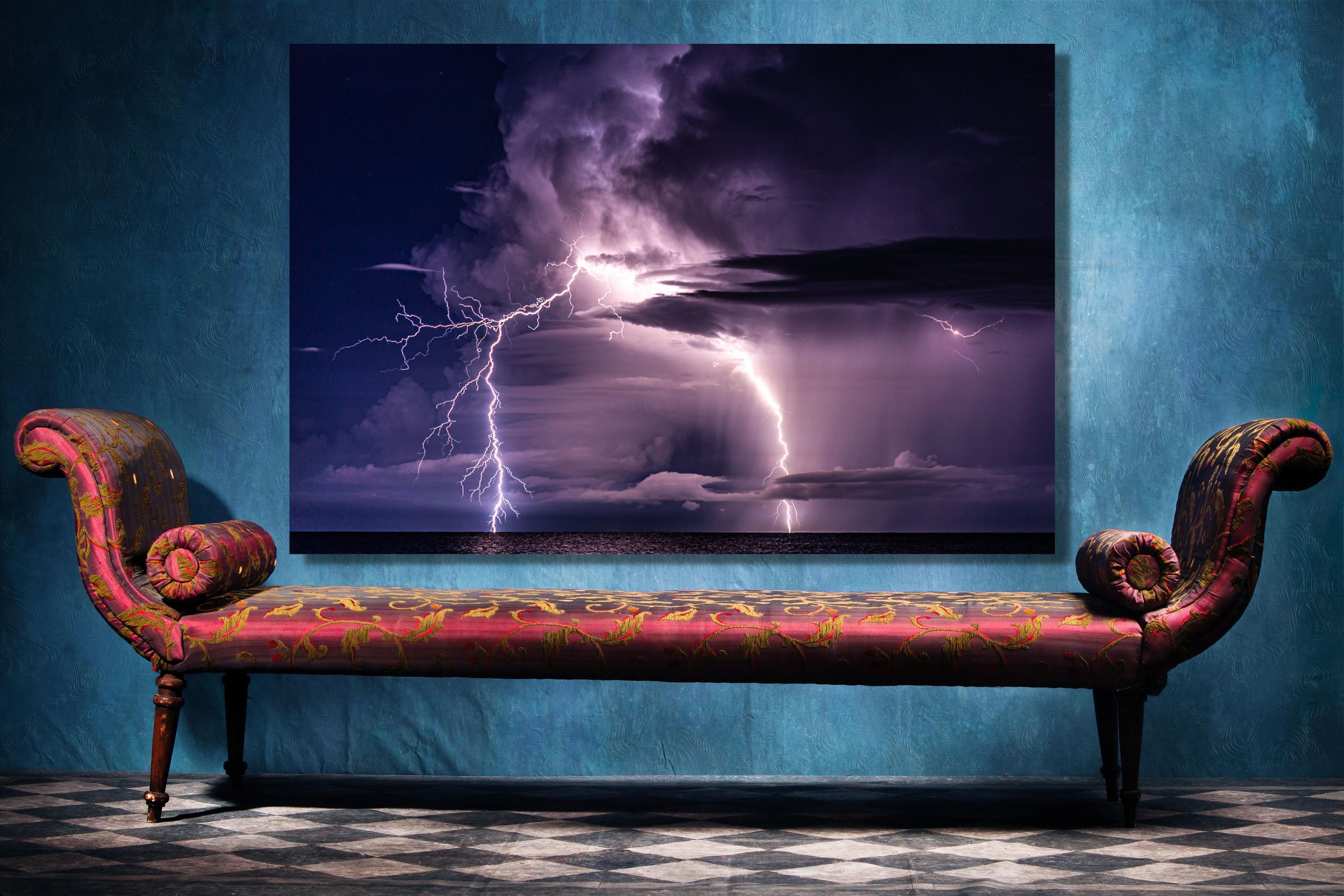 Lightning Bolts and Firefly on Stormy Evening in Oklahoma  Framed First Lightning Strike 8\