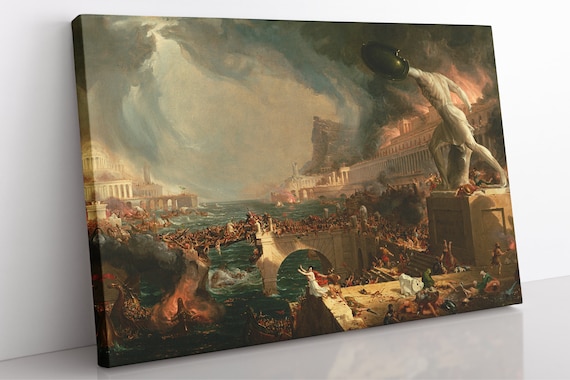 Thomas Cole Canvas Wall Art: The Course of Empire Destruction 