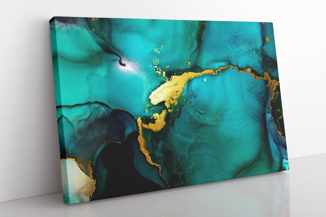 Abstract Art Marble Canvas Wall Art, Large Framed Alcohol Ink Print