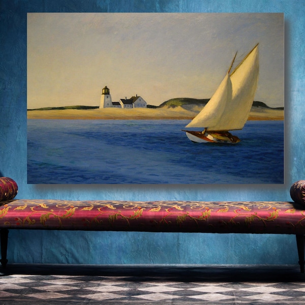Edward Hopper - The Long Leg Wall Art, Grand Art non encadré, Impression d’affiche nautique Home Decor Wall Art, Modern American Art Wall Decor.