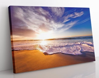 Ocean Sunset Canvas Print: Framed Beach Wall Art