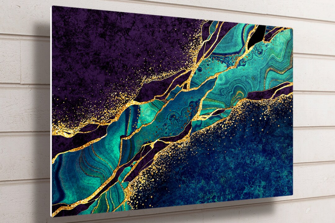 Abstract Aluminium Wall Art Waterproof Metal Marble Effect Etsy