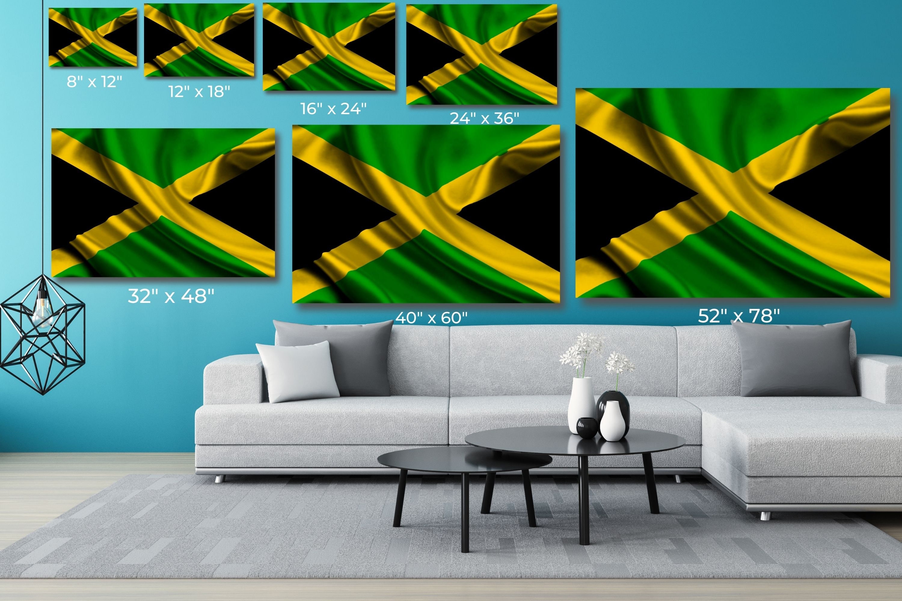 Jamaica Flag Canvas Wall Art Jamaican Flag Print Home Decor Etsy