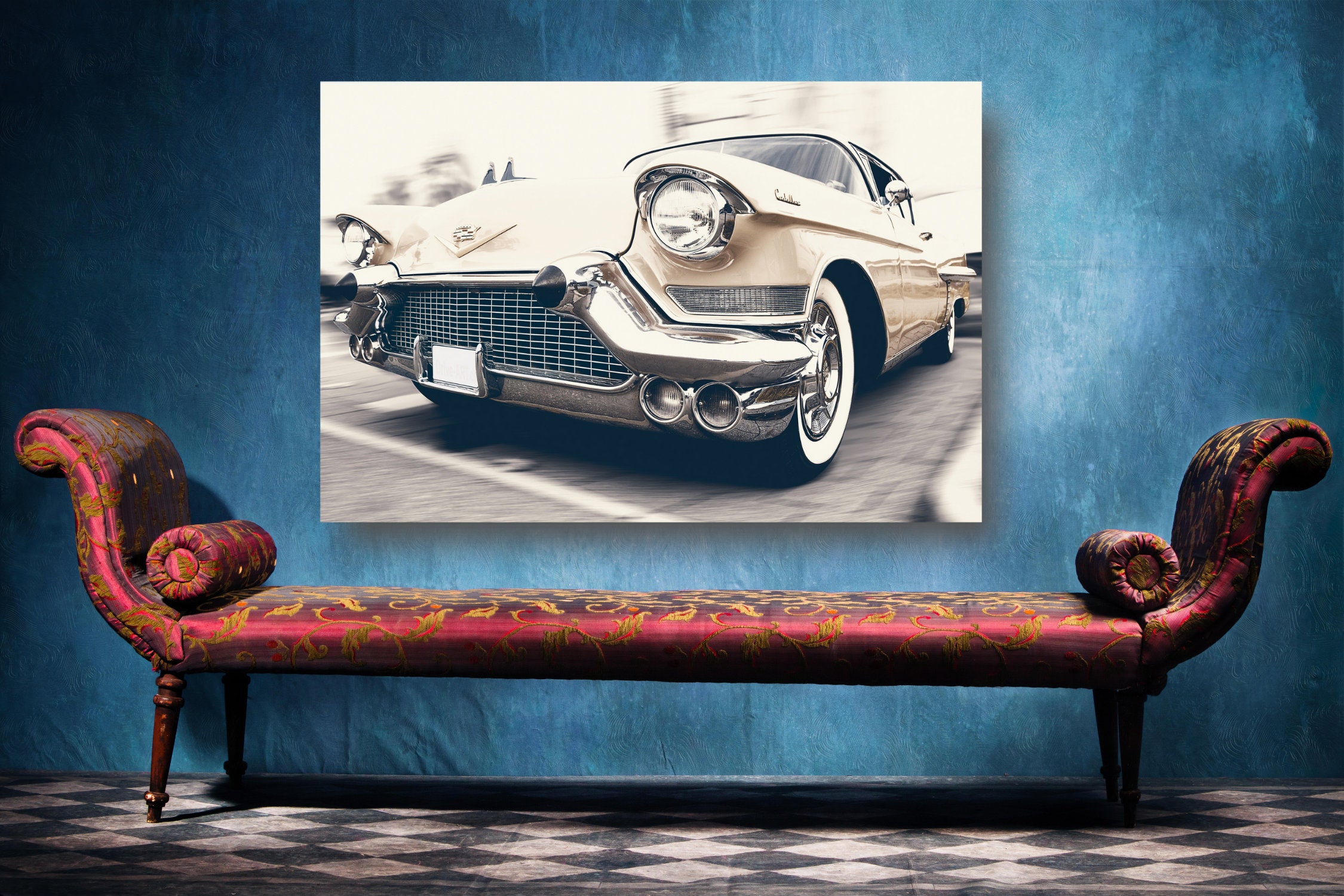 Vintage Car Canvas Wall Art Large Framed Car Print Wall Etsy