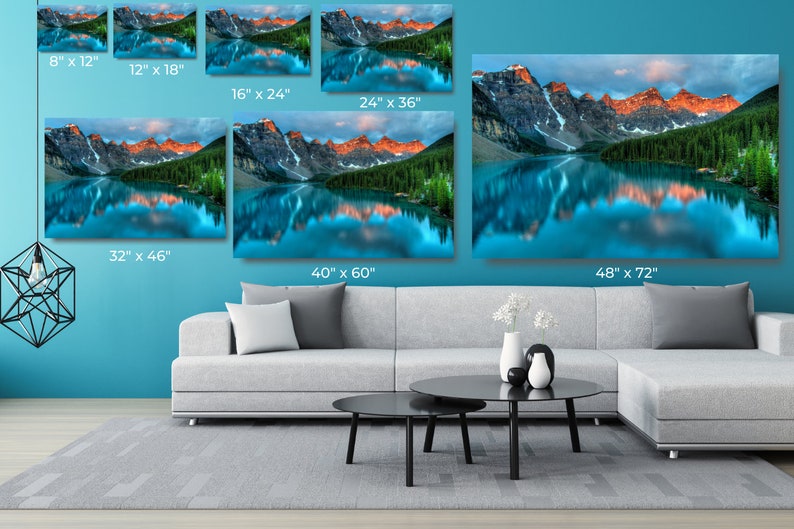 Large Framed Landscape Print Wall Decor Canada Mountain Lake Canvas Wall Art Aesthetic Room Decor Poster Print For Office And Home Decor.