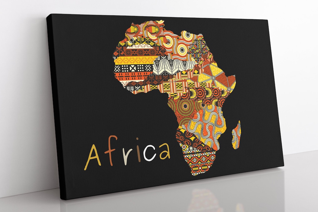 Map of Africa Canvas Wall Art, Large Framed African Art Print Home