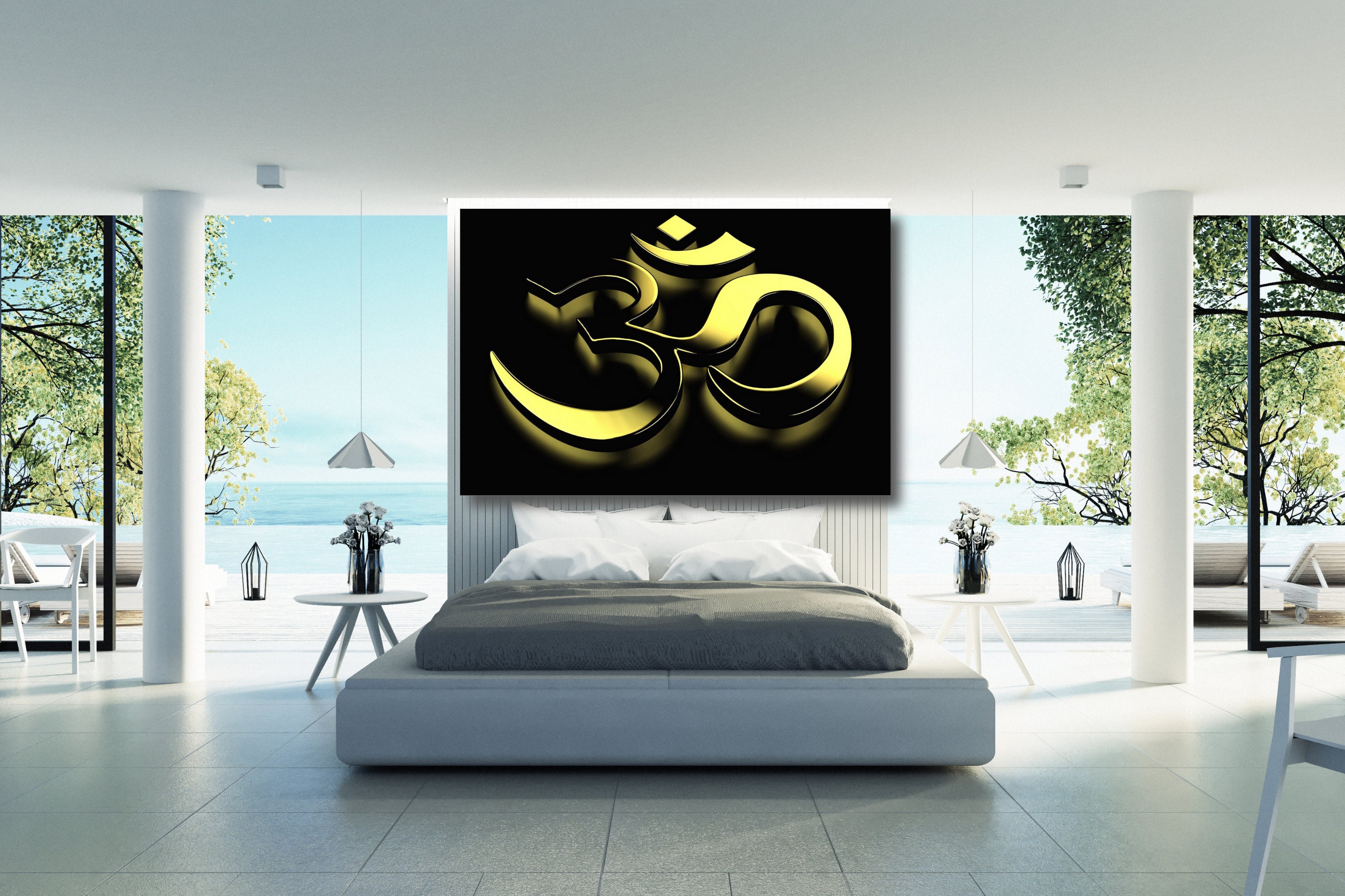 Om Symbol Meditation Leinwand Wandkunst Große Gerahmte Zen | Etsy