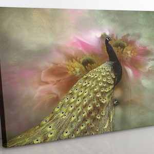 Peacock Canvas Wall Art, grote ingelijste Pauw reproductie Print Home Decor Kunst aan de muur, Esthetische Kamer Decor Bird Canvas Print.