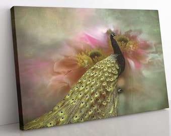 Framed Peacock Canvas Print, Home Decor Wall Art