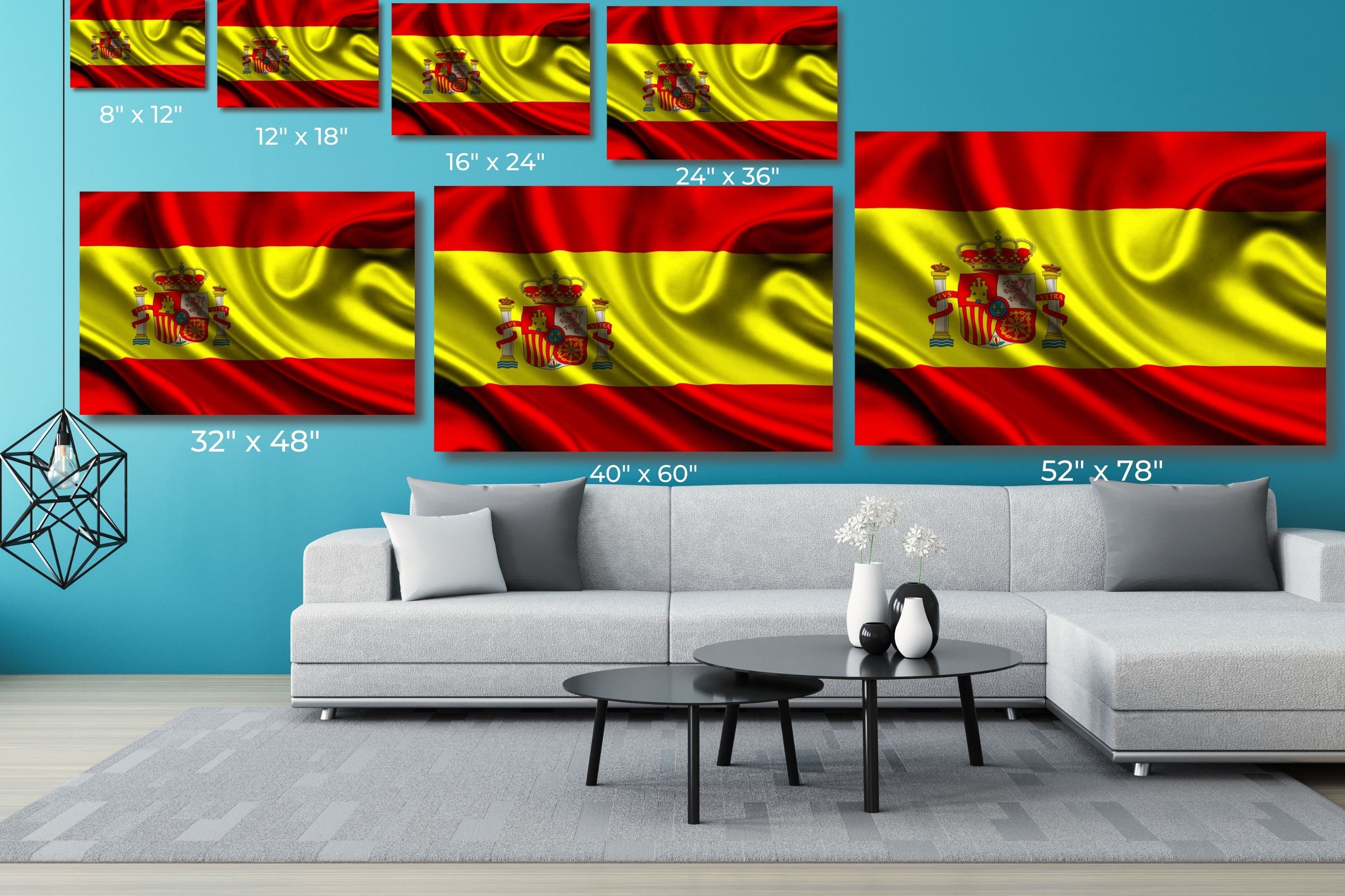 Spain Flag Canvas Wall Art Spanish Flag Print Home Decor Wall Etsy