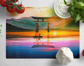 Planche à découper japonaise Torii en verre trempé, décoration de cuisine esthétique