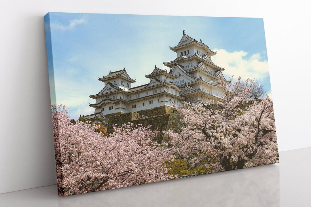 Japanese Temple Cherry Blossom Canvas Print: Large Framed Wall Art - Etsy