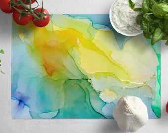 Abstract Marble Tempered Glass Cutting Board: Boho Kitchen Decor