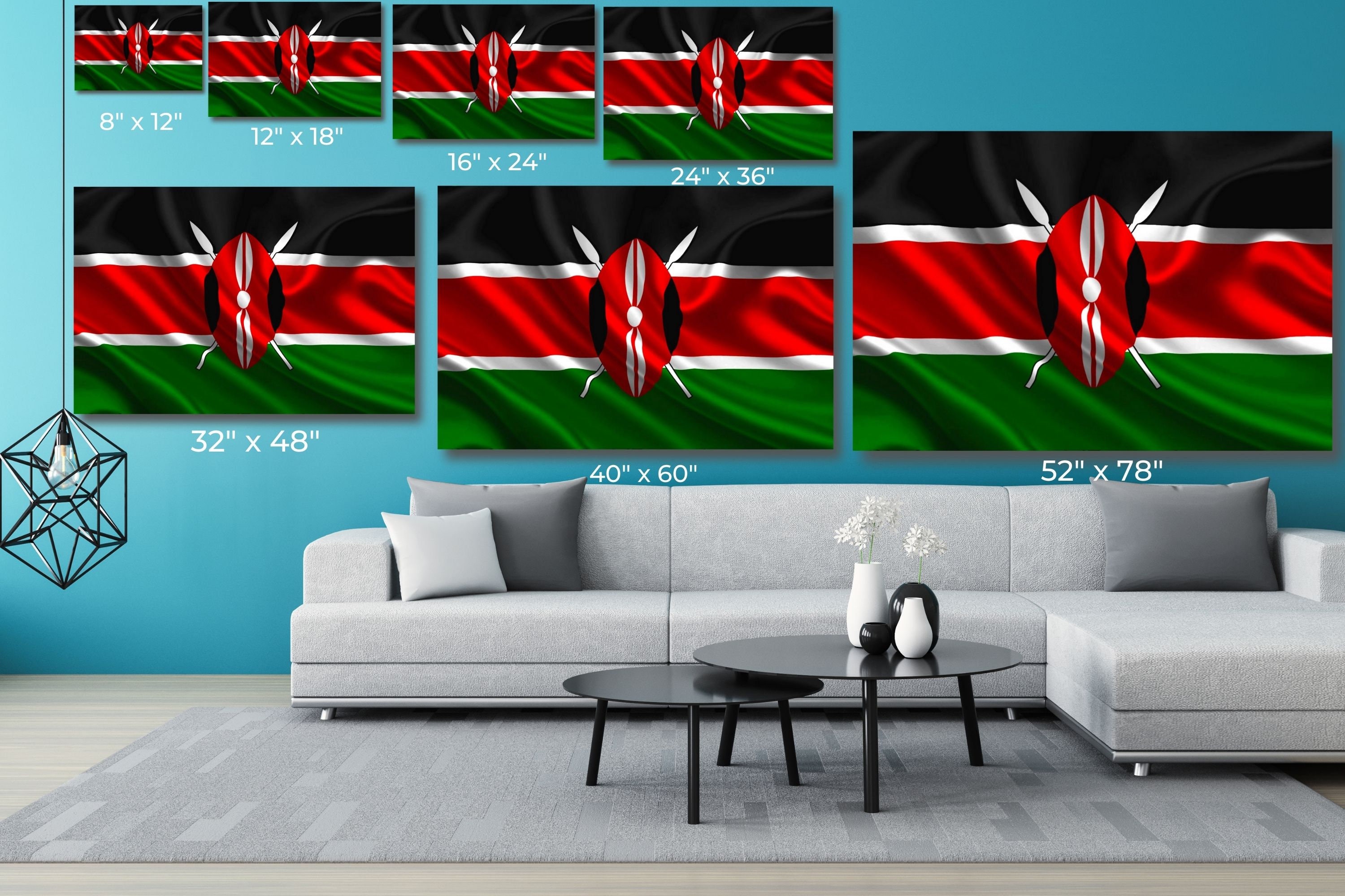 Kenya Flag Canvas Wall Art Kenyan Flag Canvas Print Home Etsy