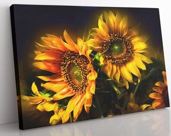 Framed Sunflower Canvas Print: Large Floral Wall Art, Ready to Hang
