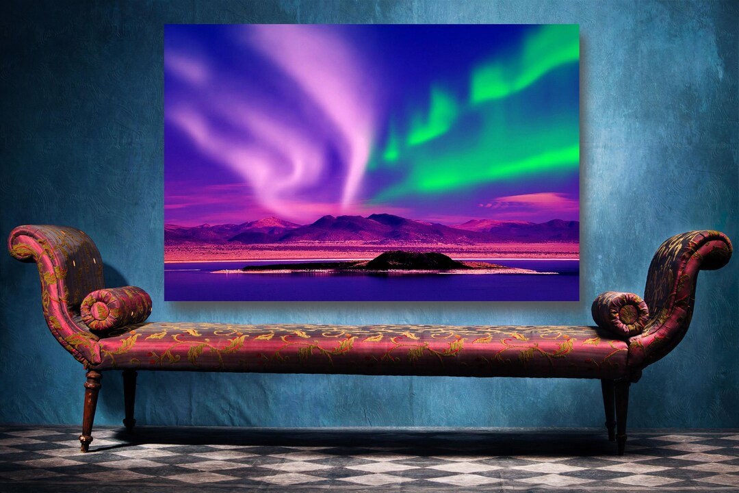 Aurora Borealis Northern Lights Wall Art, Large Unframed Landscape