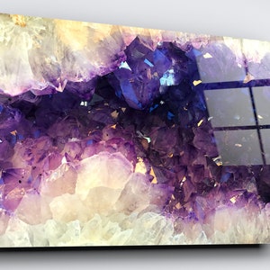 Amethyst Geode Acrylic Glass Wall Art: High Gloss Modern Print