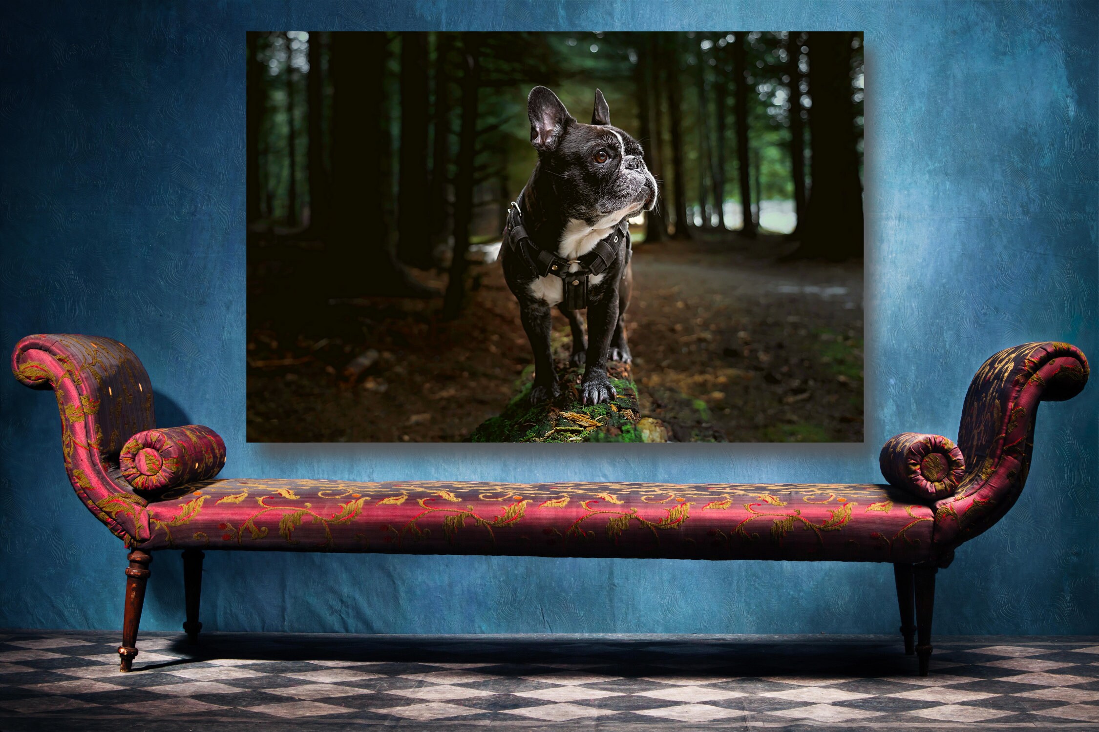French Bulldog Canvas Wall Art Large Framed Dog Print Home Etsy