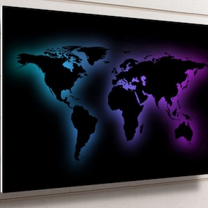 Black World Map Aluminium Wall Art, Waterproof Metal Map Of The World Print Home Decor Wall Art, Ready To Hang World Atlas.