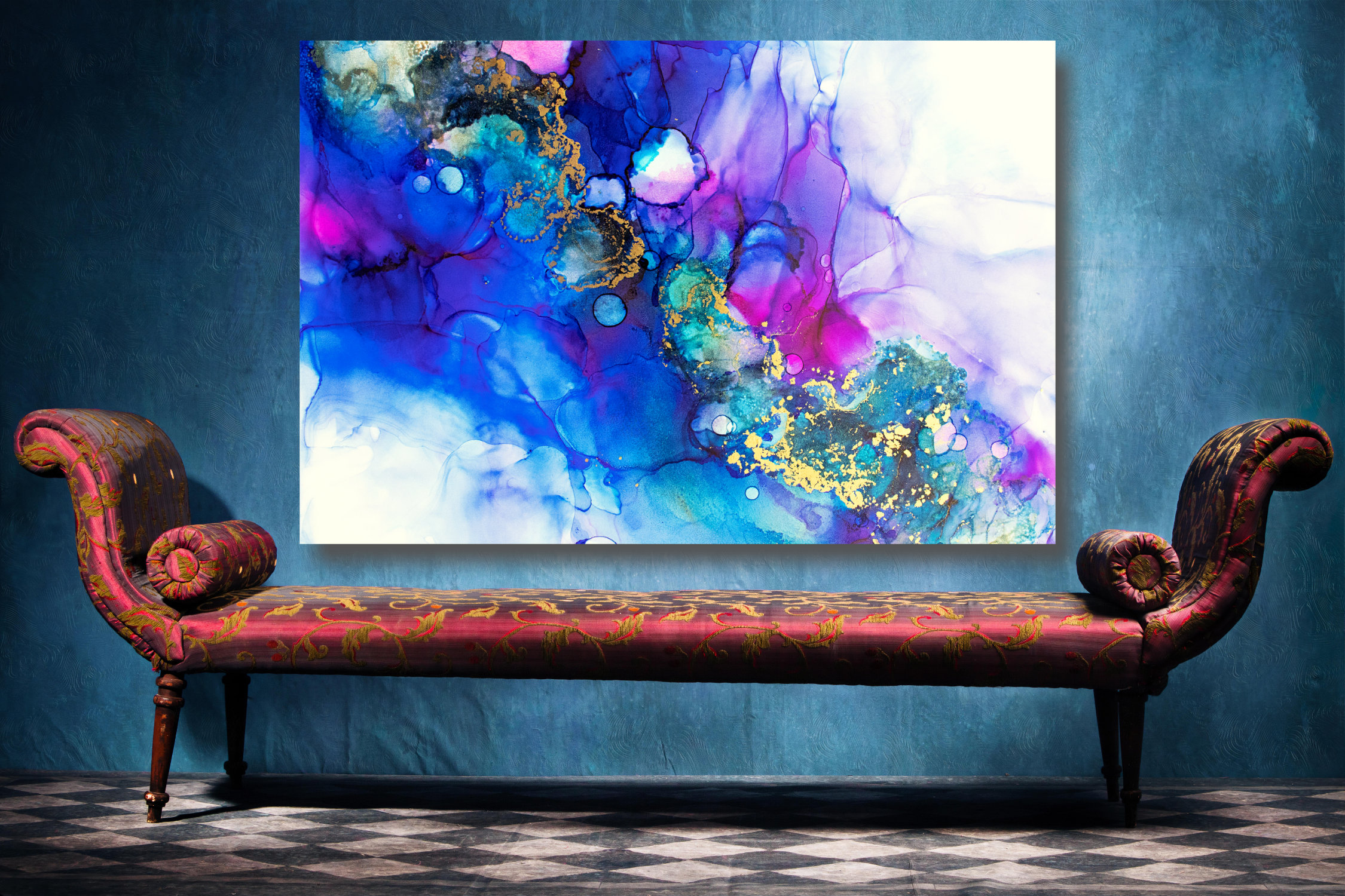 Abstract Art Marble Canvas Wall Art Large Framed Alcohol Ink Etsy