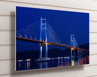 Metalen muurkunst Machang-brug Zuid-Korea: print stadsgezicht