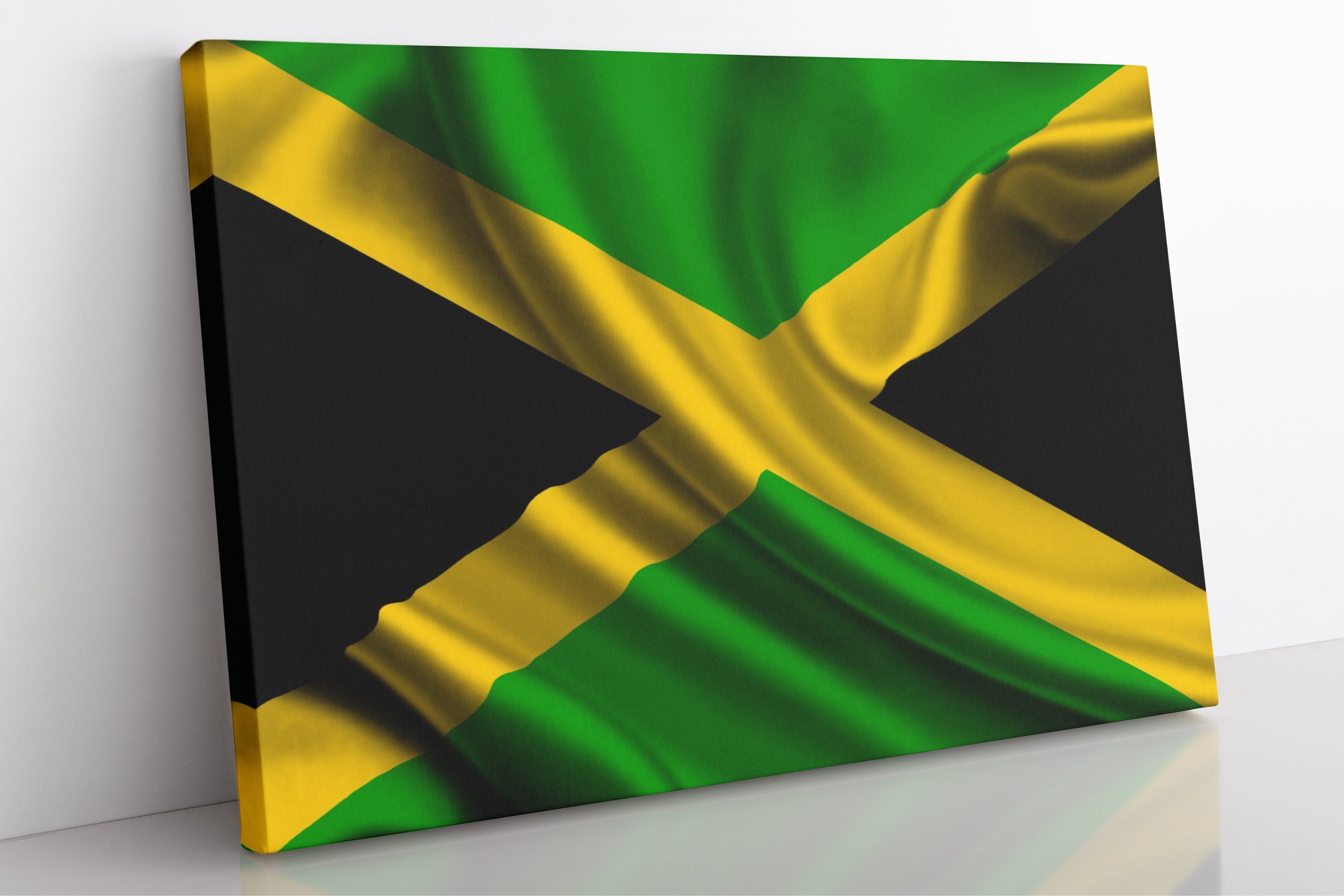 Jamaica Flag Canvas Wall Art Jamaican Flag Print Home Decor Etsy
